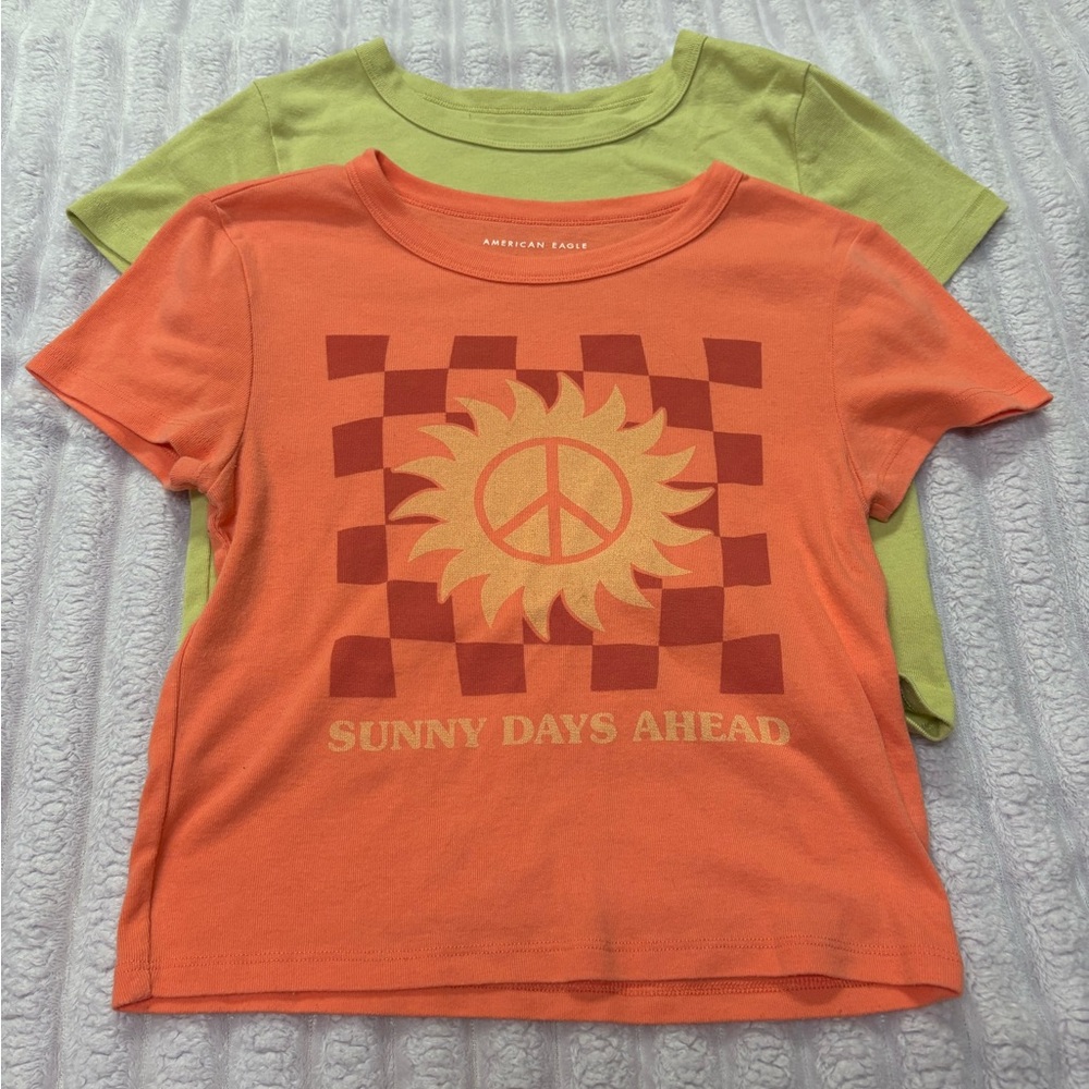 Lot Of 2 Women’s American Eagle Slightly Cropped Tees